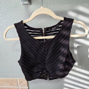 Papaya Striped Mesh Crop Top